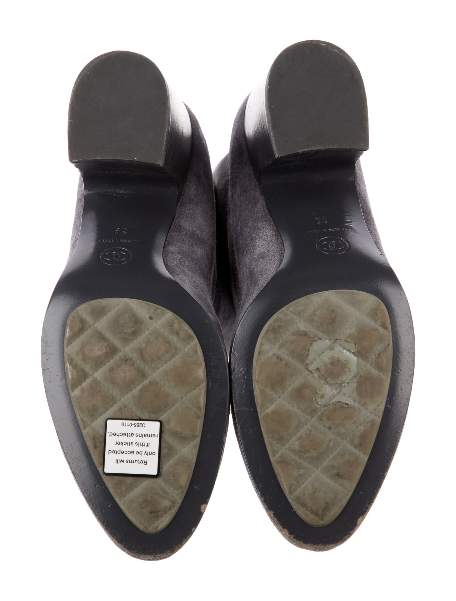 Chanel Interlocking CC Logo Suede Boots